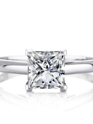Princess Cut Created White Sapphire Engagement Ring - 925 Sterling Silver