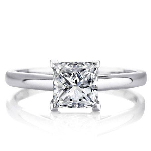 Princess Cut Created White Sapphire Engagement Ring - 925 Sterling Silver