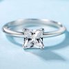 Princess Cut Created White Sapphire Engagement Ring - 925 Sterling Silver