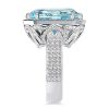 Halo Aquamarine Double Prong Engagement Ring for Women in Sterling Silver
