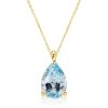 Pear Cut Aquamarine Solitaire Necklace - 18K Gold Plated Sterling Silver