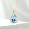 Pear Cut Aquamarine Solitaire Necklace - 18K Gold Plated Sterling Silver