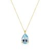 Pear Cut Aquamarine Solitaire Necklace - 18K Gold Plated Sterling Silver