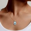 Pear Cut Aquamarine Solitaire Necklace - 18K Gold Plated Sterling Silver