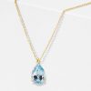 Pear Cut Aquamarine Solitaire Necklace - 18K Gold Plated Sterling Silver