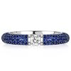 Micro Pave Blue Sapphire Eternity Band Ring in Rhodium-Plated Sterling Silver