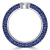 Micro Pave Blue Sapphire Eternity Band Ring in Rhodium-Plated Sterling Silver