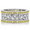 Art Deco Yellow Topaz Vintage Wedding Band Anniversary Ring in Sterling Silver