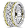 Art Deco Yellow Topaz Vintage Wedding Band Anniversary Ring in Sterling Silver