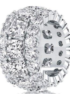 Cushion Cut Eternity Wedding Band for Women - Sterling Silver