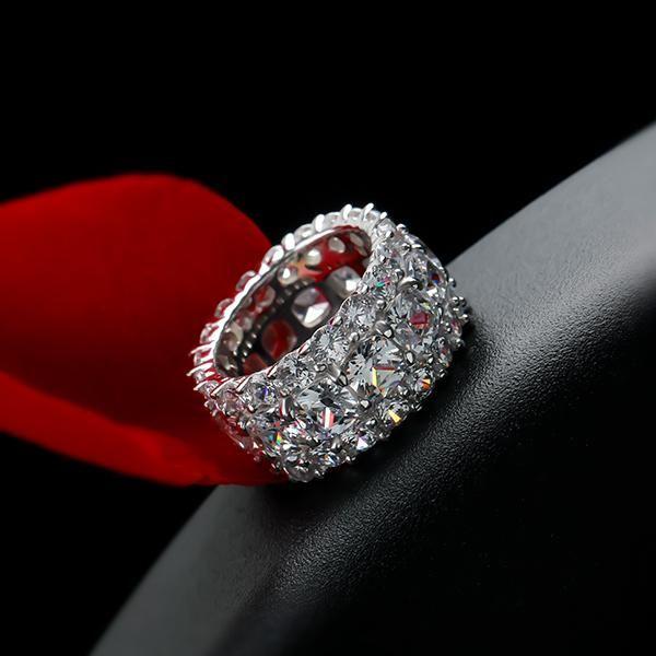Cushion Cut Eternity Wedding Band for Women - Sterling Silver