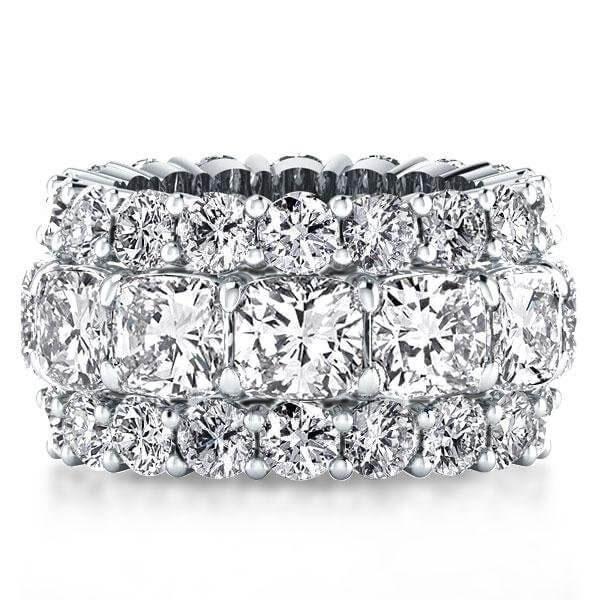 Cushion Cut Eternity Wedding Band for Women - Sterling Silver