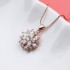 Rose Gold Flower Necklace - Sterling Silver White Sapphire Pendant (17-22 inch Chain)