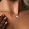 Rose Gold Flower Necklace - Sterling Silver White Sapphire Pendant (17-22 inch Chain)