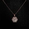 Rose Gold Flower Necklace - Sterling Silver White Sapphire Pendant (17-22 inch Chain)