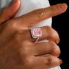 Halo Created Pink Sapphire Engagement Ring in Sterling Silver with Rose Gold Plating