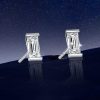 Baguette Cut Stud Earrings for Women in Sterling Silver