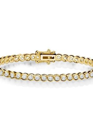 Classic Round Cut Tennis Bracelet for Women in 18K Gold Plated Sterling Silver