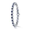 Sterling Silver White and Blue Sapphire Offset Link Bracelet for Weddings