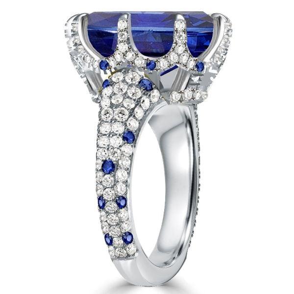 Unique Oval Cut Blue Stone Engagement Ring | 9.32 CTW | Sterling Silver Cocktail Ring