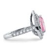 Pear Pink Sapphire Double Halo Ring | Sterling Silver Engagement Ring