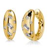 18K Gold Plated Sterling Silver Hoop Earrings with Multi-Cut Stones