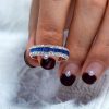 White & Blue Simulated Sapphire Eternity Wedding Band - Sterling Silver Triple Row