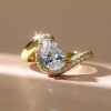 Pear Shaped Engagement Ring with Paved Band in Sterling Silver, 2.78 CTW