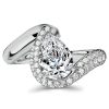 Pear Shaped Engagement Ring with Paved Band in Sterling Silver, 2.78 CTW