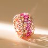 18K Rose Gold Plated Sterling Silver Wedding Band with Pink Sapphire Baguette Cut Stones