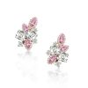 Pink Sapphire Marquise Cluster Earrings in Rhodium Plated 925 Sterling Silver