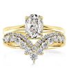 Cushion Cut Solitaire Bridal Wedding Set with Hidden Halo in 18K Gold Plated Sterling Silver