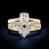 Cushion Cut Solitaire Bridal Wedding Set with Hidden Halo in 18K Gold Plated Sterling Silver