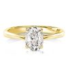 Cushion Cut Solitaire Bridal Wedding Set with Hidden Halo in 18K Gold Plated Sterling Silver