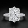 Radiant Cut Halo Engagement Ring - 925 Sterling Silver Vintage Style