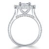 Radiant Cut Halo Engagement Ring - 925 Sterling Silver Vintage Style