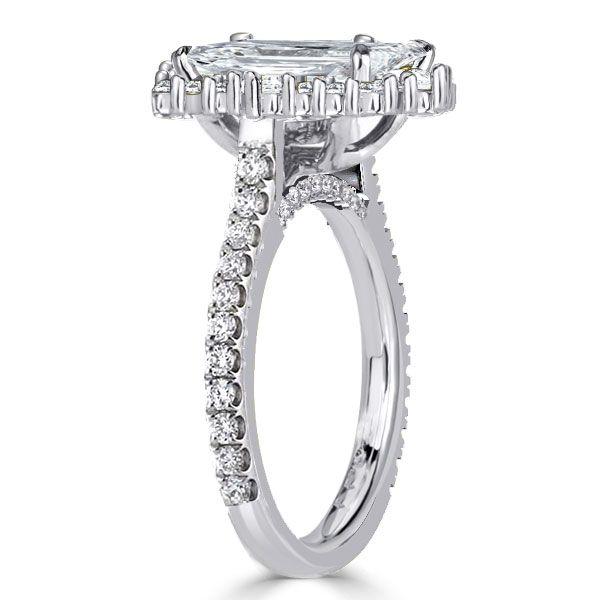 Radiant Cut Halo Engagement Ring - 925 Sterling Silver Vintage Style