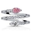 Sterling Silver Pear Shaped White Sapphire Pink Accent Spiral Statement Ring