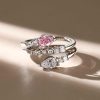 Sterling Silver Pear Shaped White Sapphire Pink Accent Spiral Statement Ring