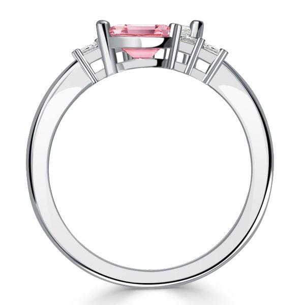 Sterling Silver Pear Shaped White Sapphire Pink Accent Spiral Statement Ring