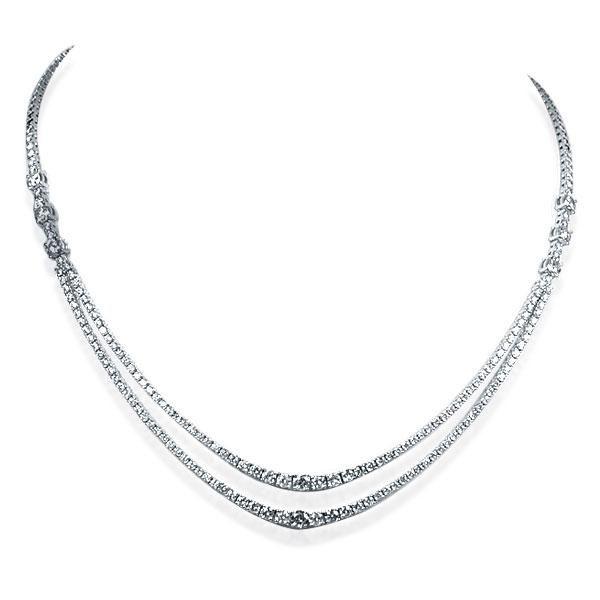 Sterling Silver Round Cut Double Chain Necklace - 18 Inch