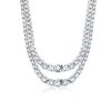 Sterling Silver Round Cut Double Chain Necklace - 18 Inch
