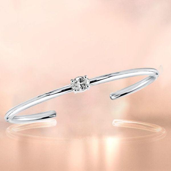 Classic Oval Cut Cuff Bracelet in Sterling Silver with 0.75 CT. TW Stones