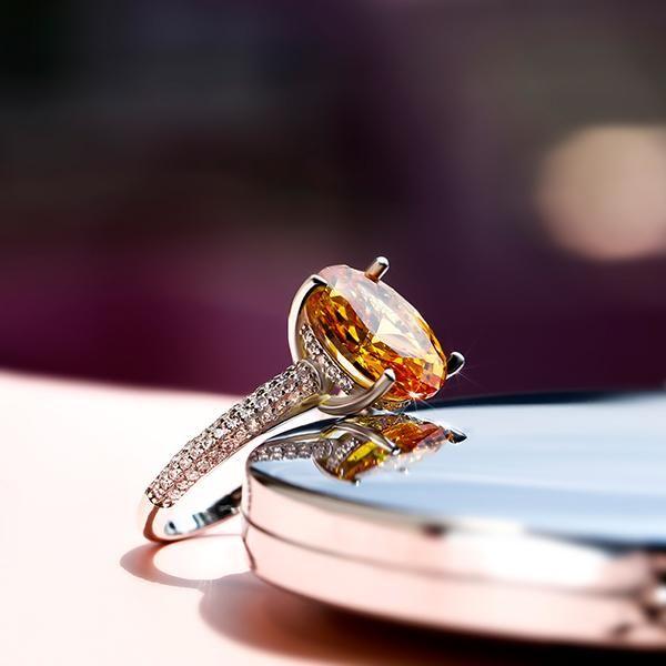 Oval Champagne Sapphire Engagement Ring - Sterling Silver Under 0