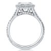 Pear Cut Created White Sapphire Engagement Ring - Sterling Silver Halo Split Shank