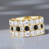 18K Gold Plated Sterling Silver Eternity Stackable Band Set - Black & White Stones