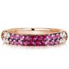 Rose Gold Plated Pink Sapphire Half Eternity Wedding Band for Women in Sterling Silver