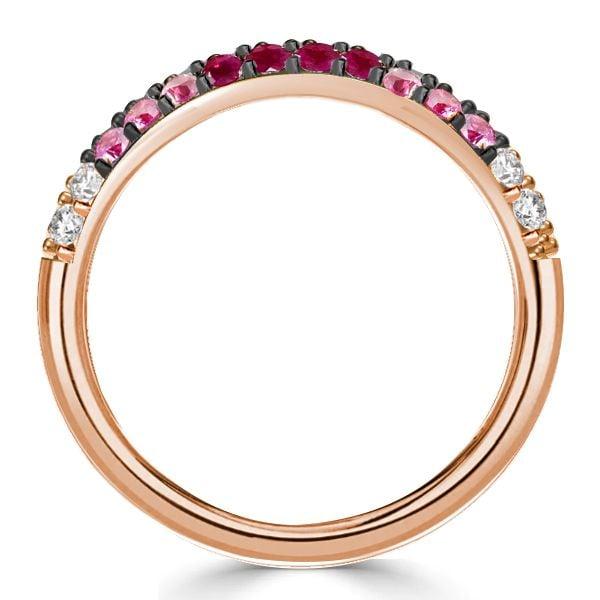 Rose Gold Plated Pink Sapphire Half Eternity Wedding Band for Women in Sterling Silver