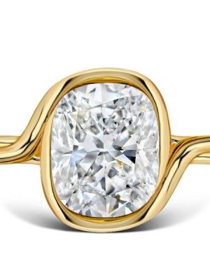 Cushion Cut Solitaire Vintage Engagement Ring - 4.0 CT. TW. - White Gold Plated Sterling Silver