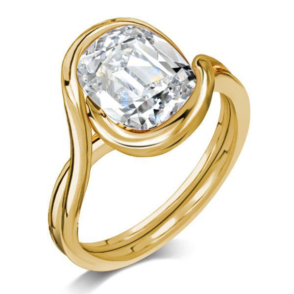 Cushion Cut Solitaire Vintage Engagement Ring - 4.0 CT. TW. - White Gold Plated Sterling Silver